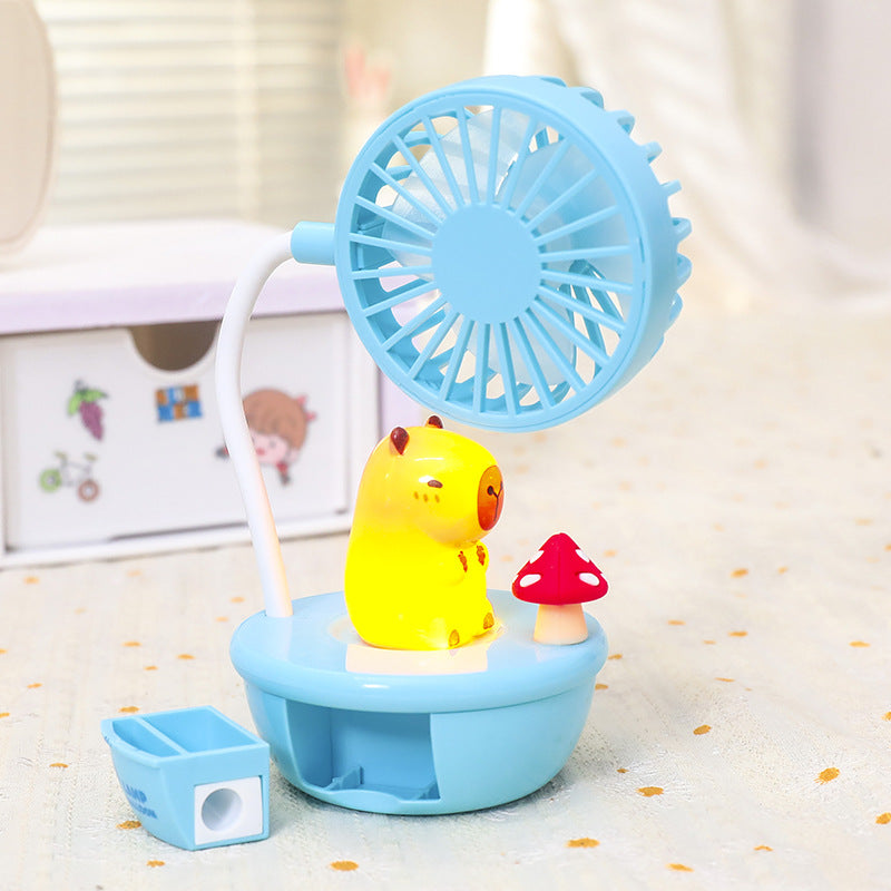 USB Desk Fan with Colorful LED Light Portable Quiet Table Fan for Women Adjustable Tilt