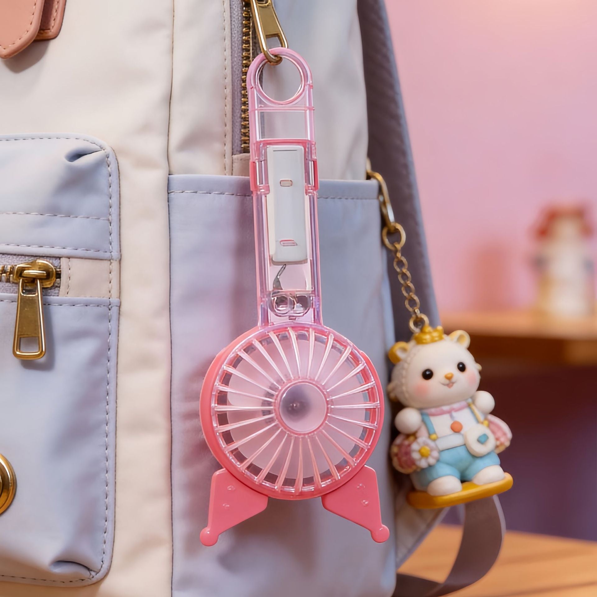 Portable Mini Handheld Fan for Women USB Rechargeable Cute Bunny Design Lightweight Quiet