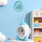Ladies Desk Clock with Integrated Mini Fan Modern Design for Desk or Bedside