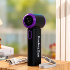 Portable Mini Fan with LED Display USB Rechargeable Compact Lightweight Unisex