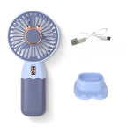 Harrow Women's Handheld Cooling Fan USB Rechargeable Portable 3-Speed with Ergonomic Handle and Base