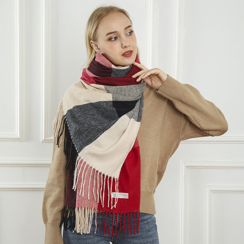 Ladies Patterned Scarf Soft Stylish Design with Fringes for Cold Weather