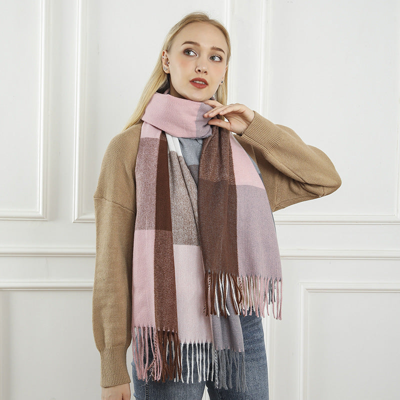 Ladies Patterned Scarf Soft Stylish Design with Fringes for Cold Weather
