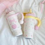 Insulated Women’s Water Bottle Leak-Proof Lid Built-In Straw Floral Design Compact Size