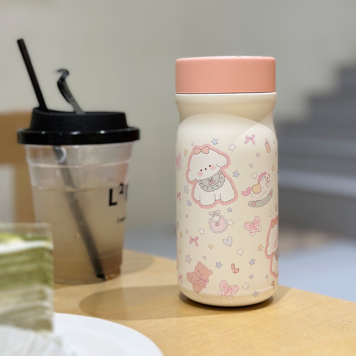 Women’s Insulated Water Bottle BPA-Free Plastic Double Wall Leak-Proof Cute Animal Design