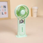 Handheld Fan Cute Cartoon Design Rechargeable Portable Quiet Operation