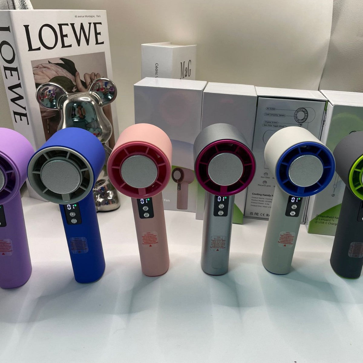 Portable Turbo Hand Fan with Digital Control USB Rechargeable Lightweight Ergonomic Design