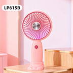 USB Rechargeable Mini Handheld Fan with Foldable Stand and Removable Ear Attachments