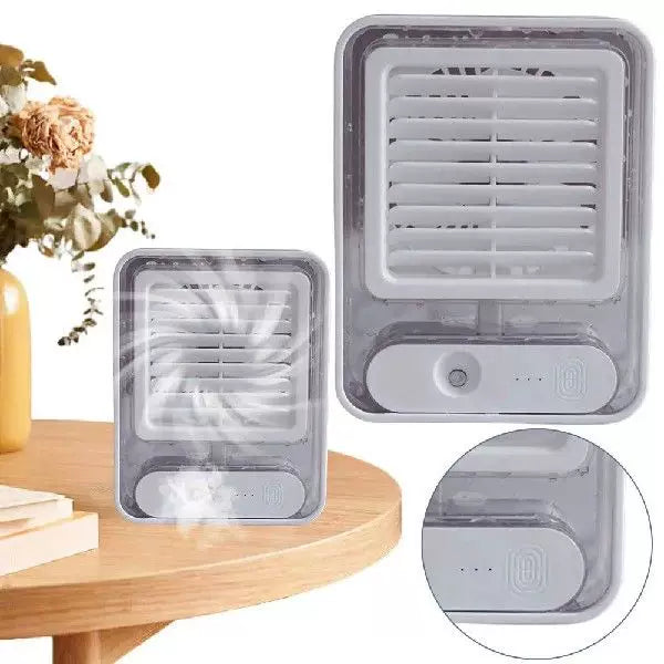USB Personal Microclimate Cooler Compact Desk Fan with Transparent Water Tank and Adjustable Louver