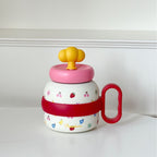Creative Women's Drinking Bottle with Playful Colorful Design Ergonomic Handle and Secure Lid