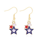 Women's Lightweight Star Earrings Enamel Flag Design Fishhook Closure Zinc Alloy