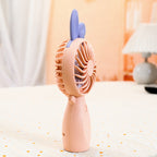 Women’s Portable Hand Fan Lightweight Compact Design with Bow Accent Battery Operated