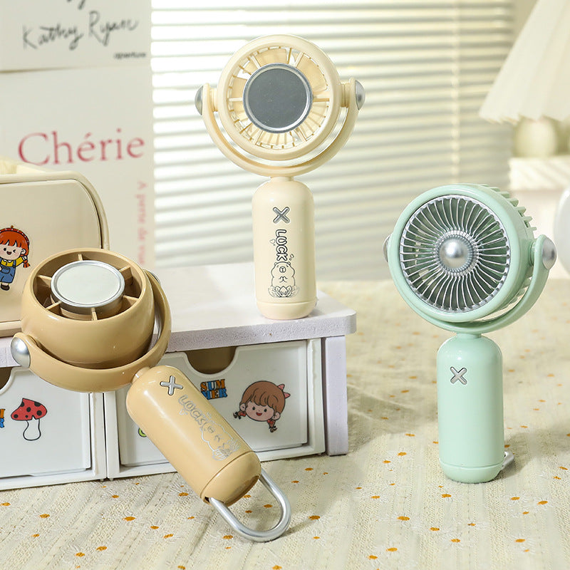 Portable USB Rechargeable Hand Fan with Adjustable Speed and Cute Animal Design for Women