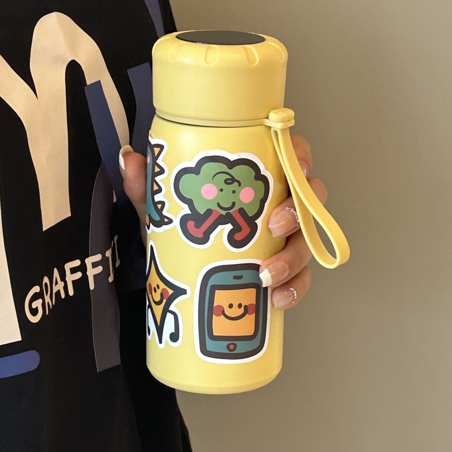 Ladies Stylish Water Bottle BPA-Free Flip Lid with Fun Sticker Designs Compact Size
