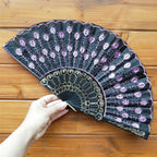 Handcrafted Ladies Fan with Exquisite Embroidery Lightweight Fabric Cooling Accessory