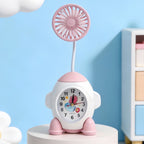 Ladies Desk Clock with Integrated Mini Fan Modern Design for Desk or Bedside