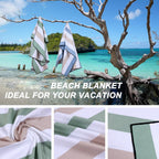 Brehn Picnic Blanket Water-Resistant Striped Outdoor Blanket with Carrying Bag