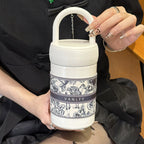 Women's Insulated Travel Mug with Carrying Handle Stylish Thermos Cup