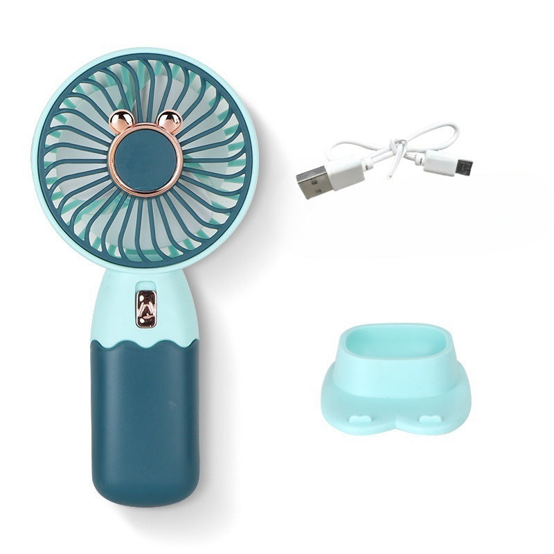 Harrow Women's Handheld Cooling Fan USB Rechargeable Portable 3-Speed with Ergonomic Handle and Base