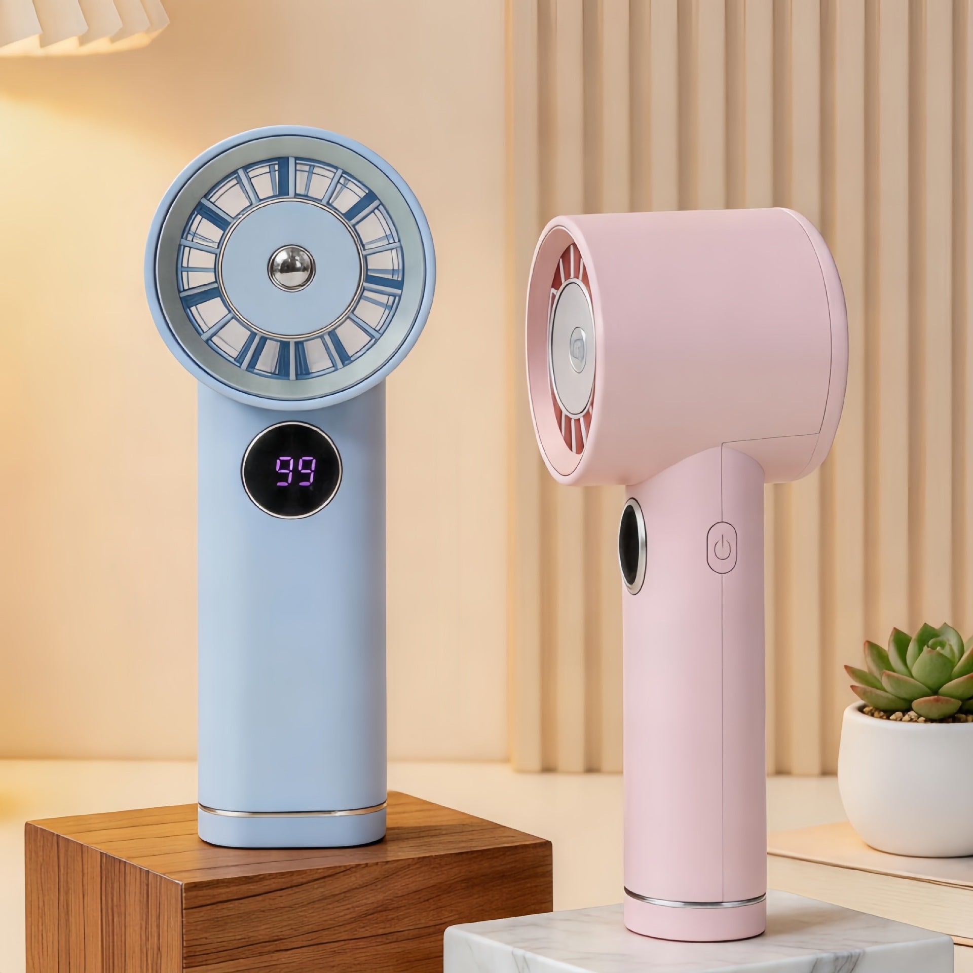 Portable USB Hand Fan with LCD Display Rechargeable Adjustable Speed Portable Cooling Fan