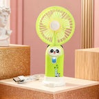 USB Rechargeable Mini Handheld Fan with Foldable Stand and Removable Ear Attachments