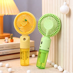 Portable Mini Fan With Integrated Spray Function USB Rechargeable Adjustable Speed