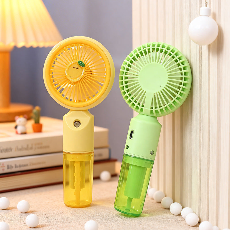 Portable Mini Fan With Integrated Spray Function USB Rechargeable Adjustable Speed
