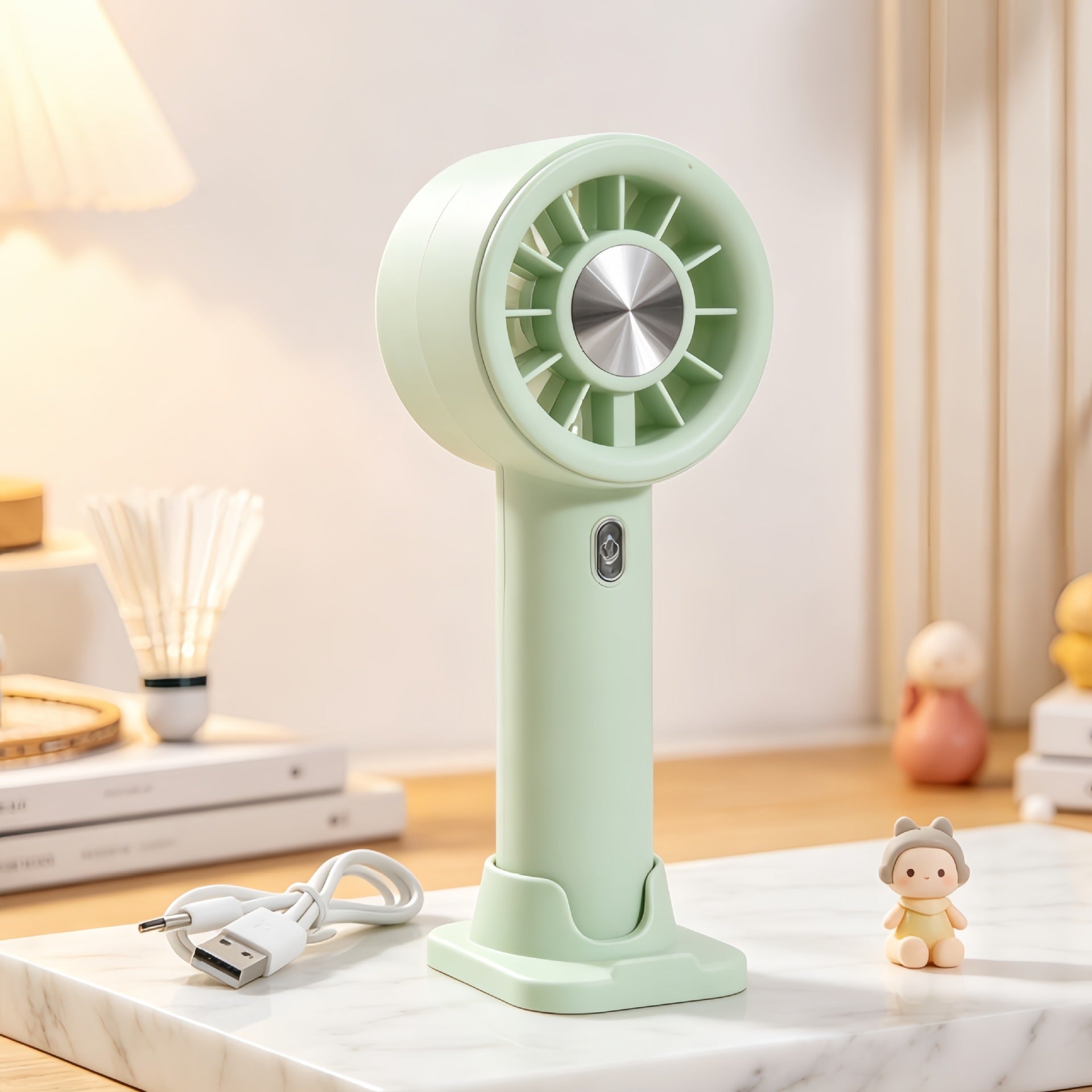 Women Portable Hand Fan with Variable Speed Control USB Rechargeable Lightweight Compact