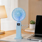 Portable USB Fan for Women with Digital Speed Display Lightweight Ergonomic Design