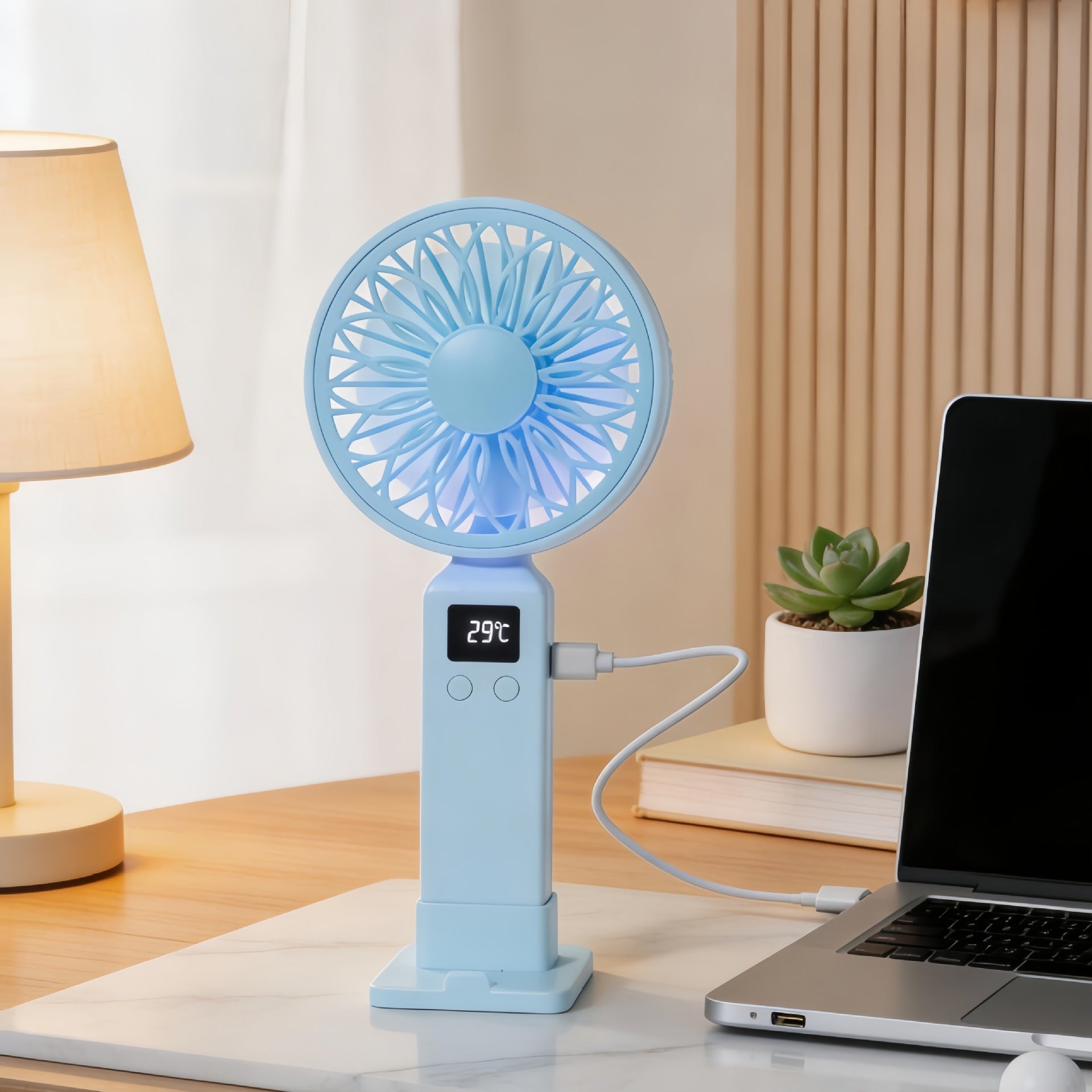 Portable USB Fan for Women with Digital Speed Display Lightweight Ergonomic Design