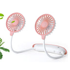 Unisex nano portable double neck fan with silent motor, adjustable fan heads, and rechargeable battery