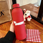 Insulated Water Bottle for Women Double-Walled Eco-Friendly Reusable Bottle with Dog Design and Flip Lid