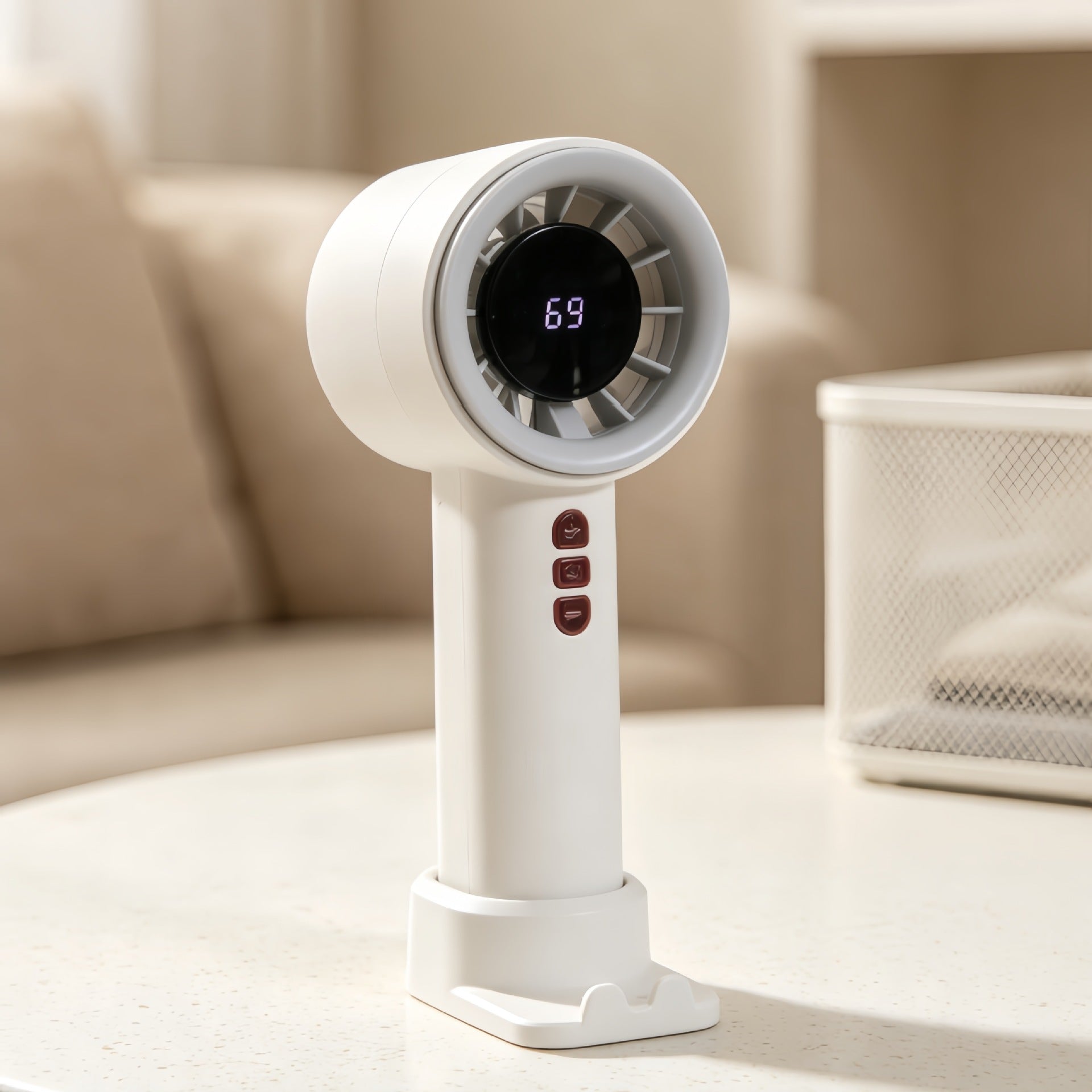 Portable High-Speed Fan with Digital Temperature Display USB Rechargeable Quiet Operation