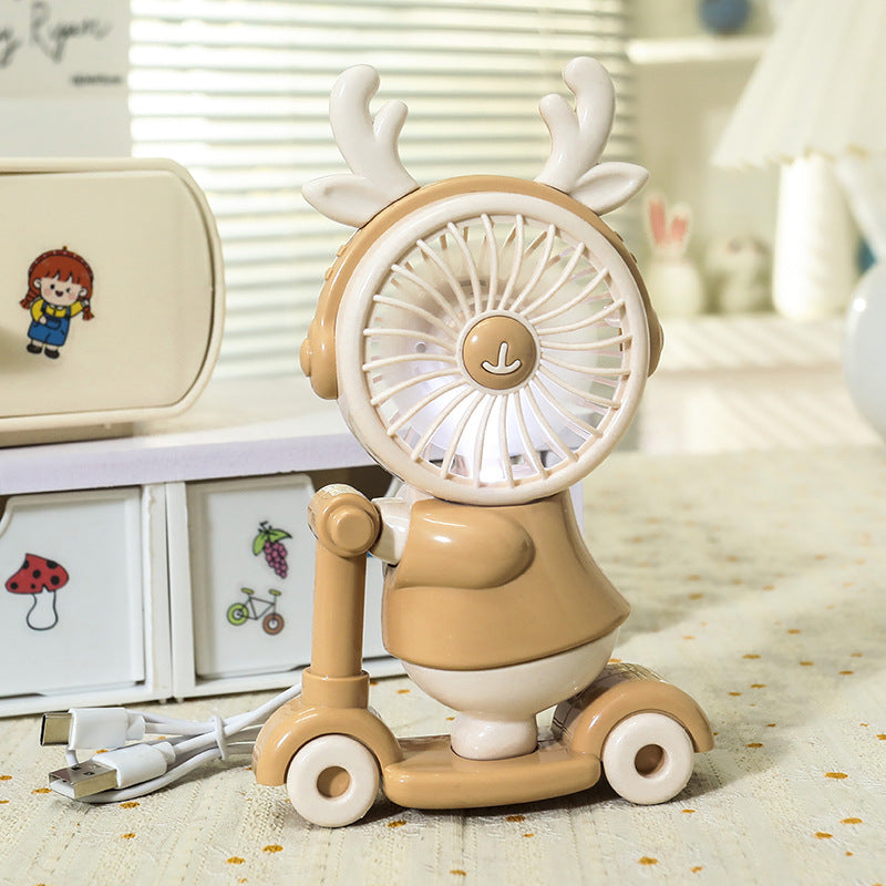 Ladies Portable Handheld Fan USB Rechargeable Cute Animal Design Lightweight Quiet Operation