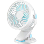 Portable Rechargeable Table Fan with Clip Mount Tiltable Head Unisex
