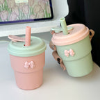 Reusable Women's Drinking Cup with Integrated Straw Leak-Proof Lid BPA-Free Dishwasher Safe