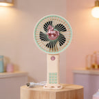 Portable Rechargeable Hand Fan for Women with Playful Horse Motif Multiple Speeds Compact Design