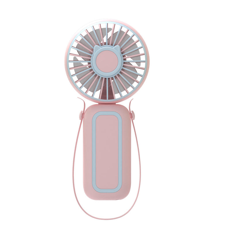 Women's Portable Handheld Fan with Integrated Neck Strap USB Rechargeable Adjustable Speed