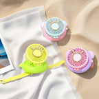 Ladies Portable Hand Fan with Integrated Mirror USB Rechargeable Cute Animal Design Lightweight