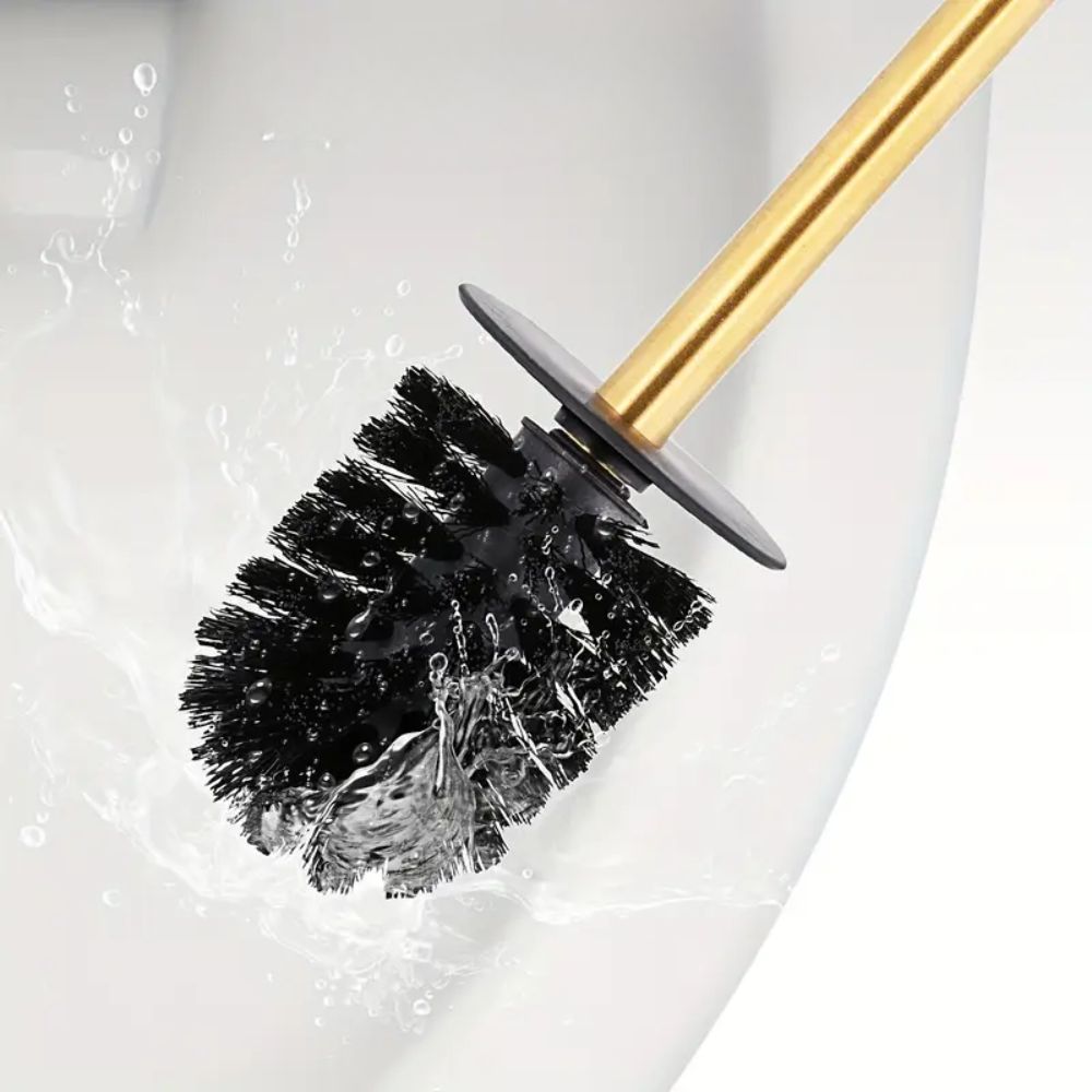Standing Toilet Brush Set Stainless Steel Upright Holder Compact Bathroom Cleaning Tool