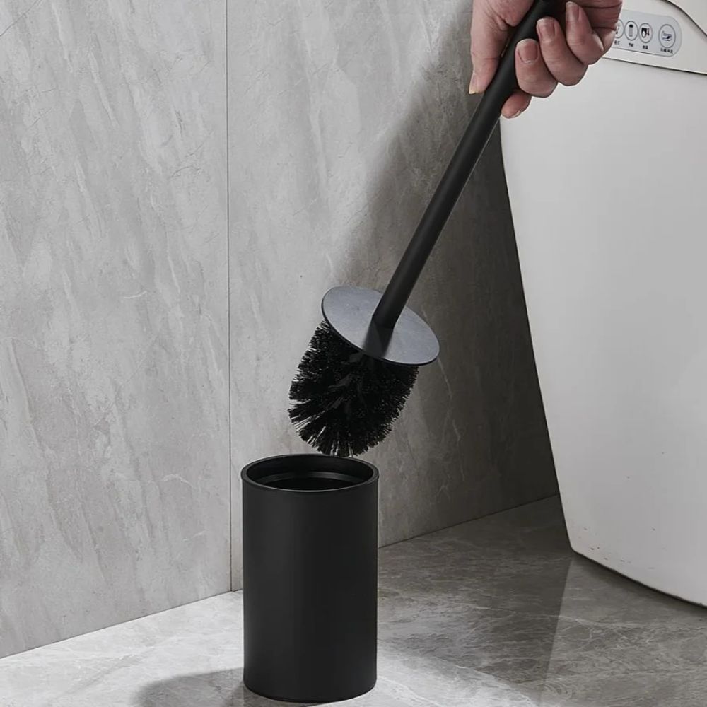 Standing Toilet Brush Set Stainless Steel Upright Holder Compact Bathroom Cleaning Tool