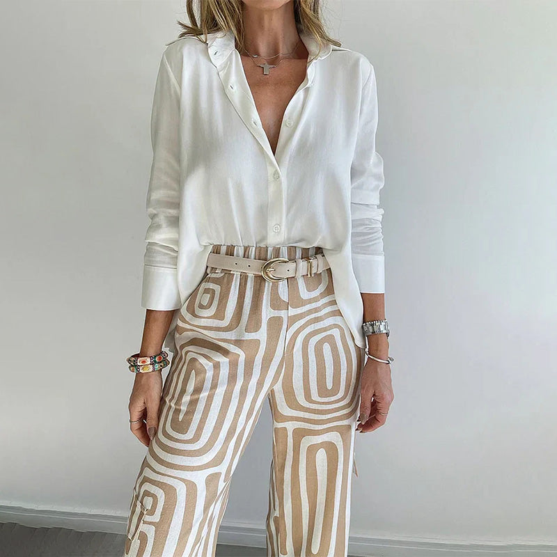 Harrow Opal elegant two-piece co-ord set for women featuring a stylish top and matching skirt in soft fabric.