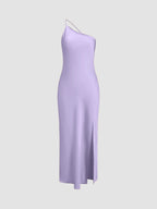 Harrow Alma elegant satin wedding guest maxi dress with open back, women's formal long gown for special occasions