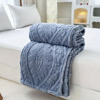 Paris Weave Jacquard Fleece Blanket Soft Microfiber Throw Lightweight Cozy Layering Home Decor