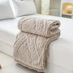 Paris Weave Jacquard Fleece Blanket Soft Microfiber Throw Lightweight Cozy Layering Home Decor