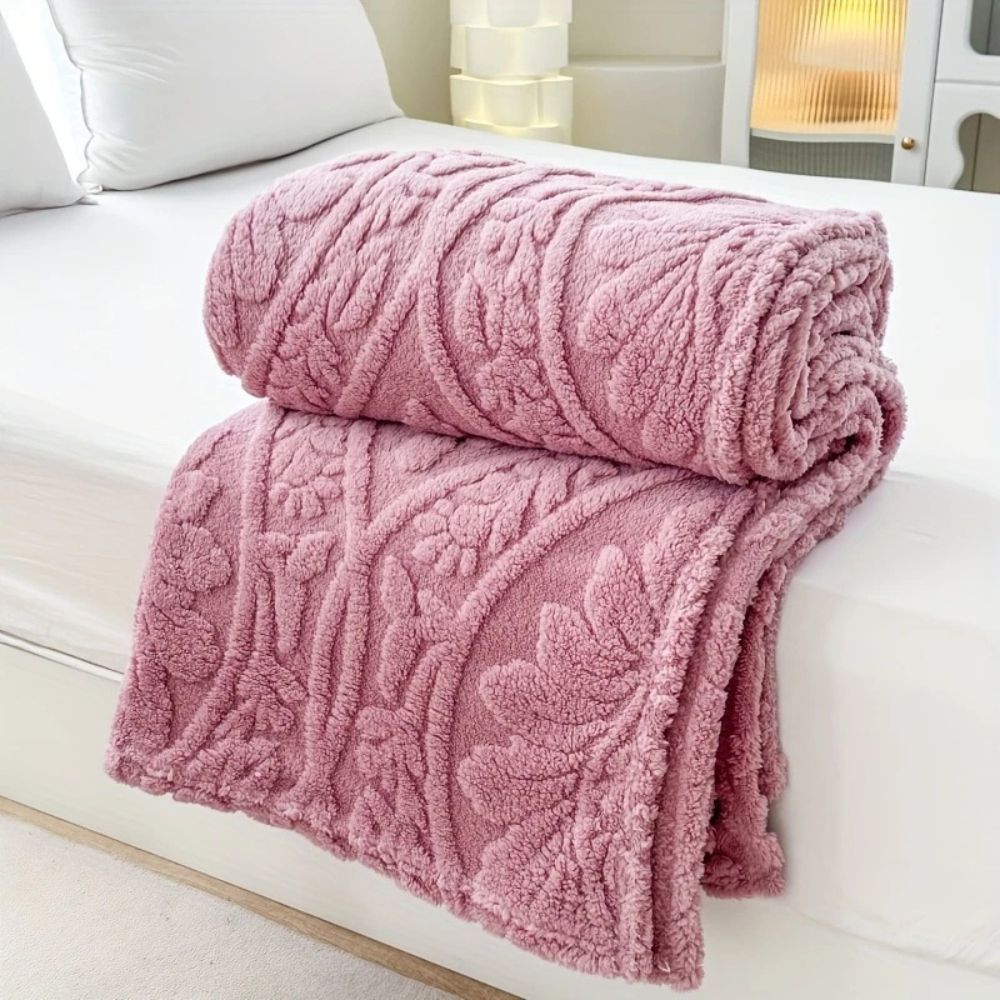 Paris Weave Jacquard Fleece Blanket Soft Microfiber Throw Lightweight Cozy Layering Blanket