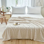 Paris Weave Jacquard Fleece Blanket Soft Microfiber Throw Lightweight Cozy Layering Home Decor