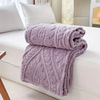 Paris Weave Jacquard Fleece Blanket Soft Microfiber Throw Lightweight Cozy Layering Home Decor