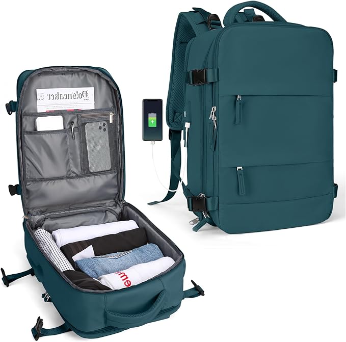 Durable Water-Resistant Hiking Backpack with USB Charging Port Spacious Travel Daypack