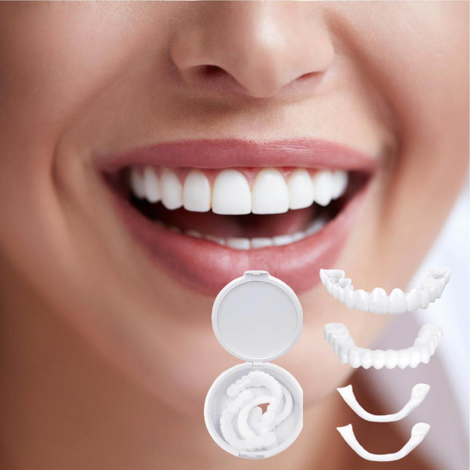 PerfectSnap Snap-On Veneers Reusable Plastic Teeth Cover Adjustable Fit for Instant White Smile
